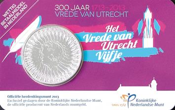 Vrede van Utrecht Vijfje 2013 Coincard UNC